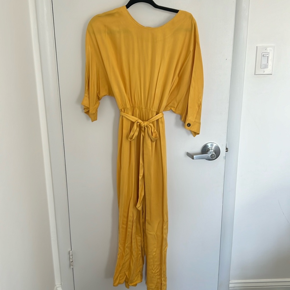 ASOS design jumpsuit with tie waist in yellow